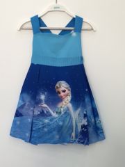 Frozen Elsa Saten Krep Elbise