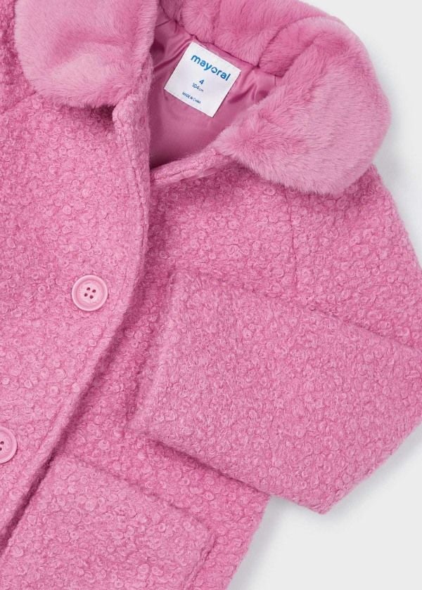 Mayoral Kız Çocuk Pelüş Yakalı Buklet Kaban – Pembe