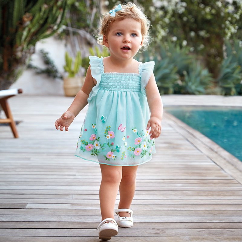 İŞLEMELİ TÜL ELBİSE