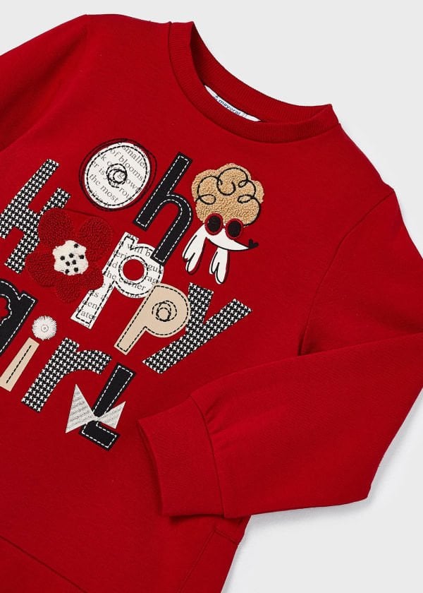 Mayoral Kız Çocuk Baskılı Sweatshirt Tayt Takım – Kırmızı