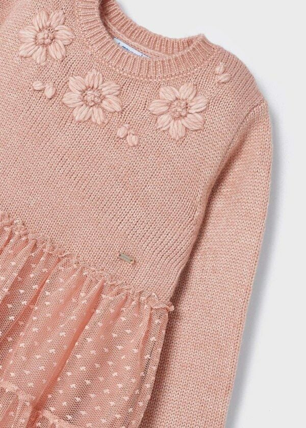 ETEĞİ TÜLLÜ ÖRME ELBİSE