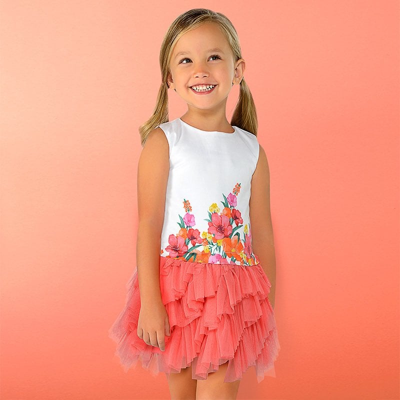 ETEĞİ TÜLLÜ FLORAL ELBİSE