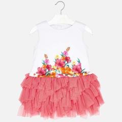 ETEĞİ TÜLLÜ FLORAL ELBİSE