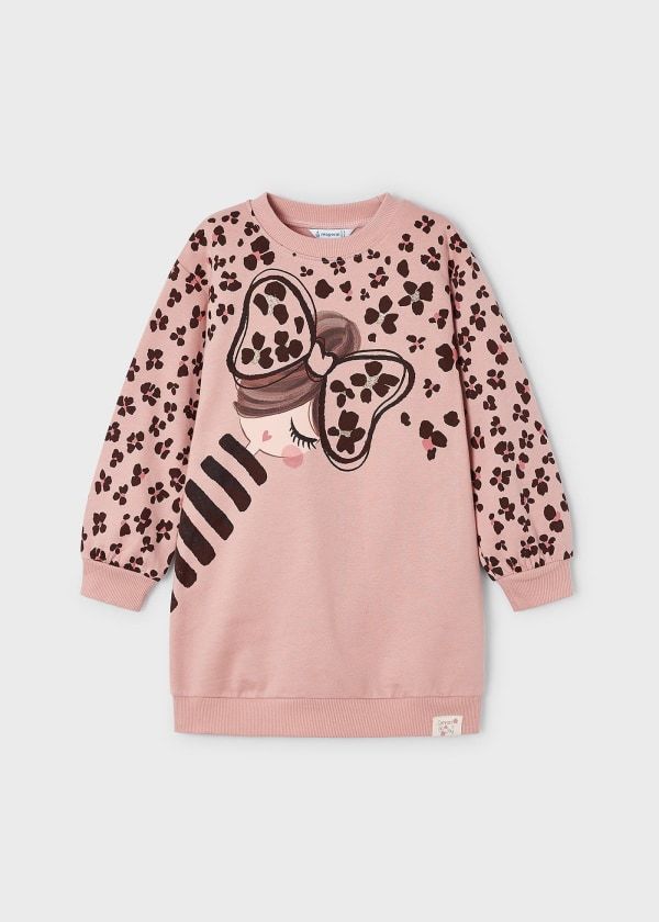 Mayoral Kız Çocuk Pembe Desenli Sweat Elbise