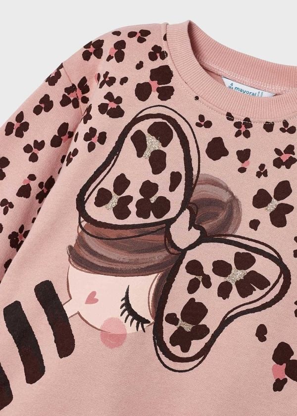 Mayoral Kız Çocuk Pembe Desenli Sweat Elbise