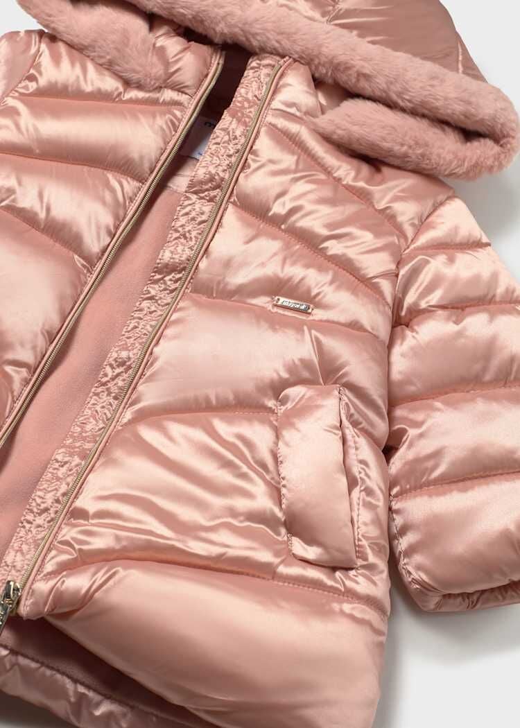 Mayoral Kız Bebek Pudra Parlak Kapitone Kapüşonlu Mont
