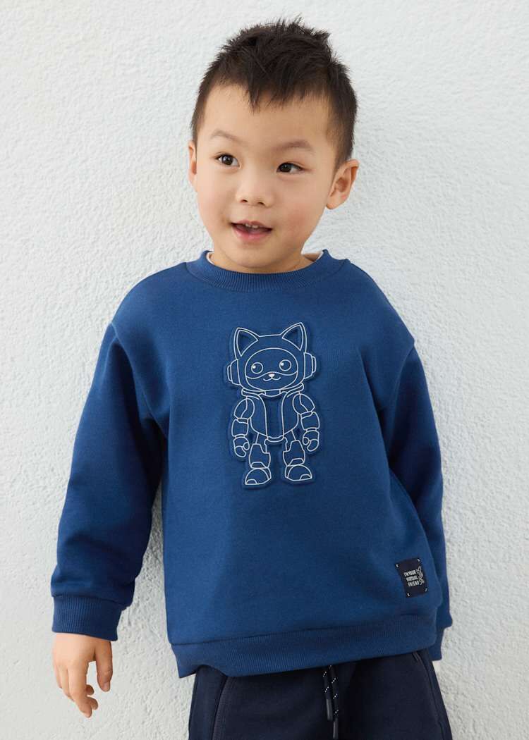 Mayoral Erkek Çocuk Robot Kedi Kabartmalı Sweatshirt