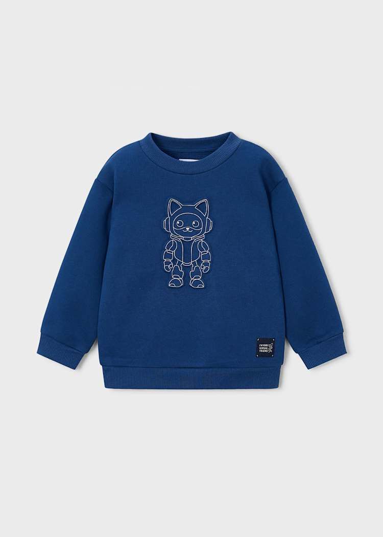 Mayoral Erkek Çocuk Robot Kedi Kabartmalı Sweatshirt