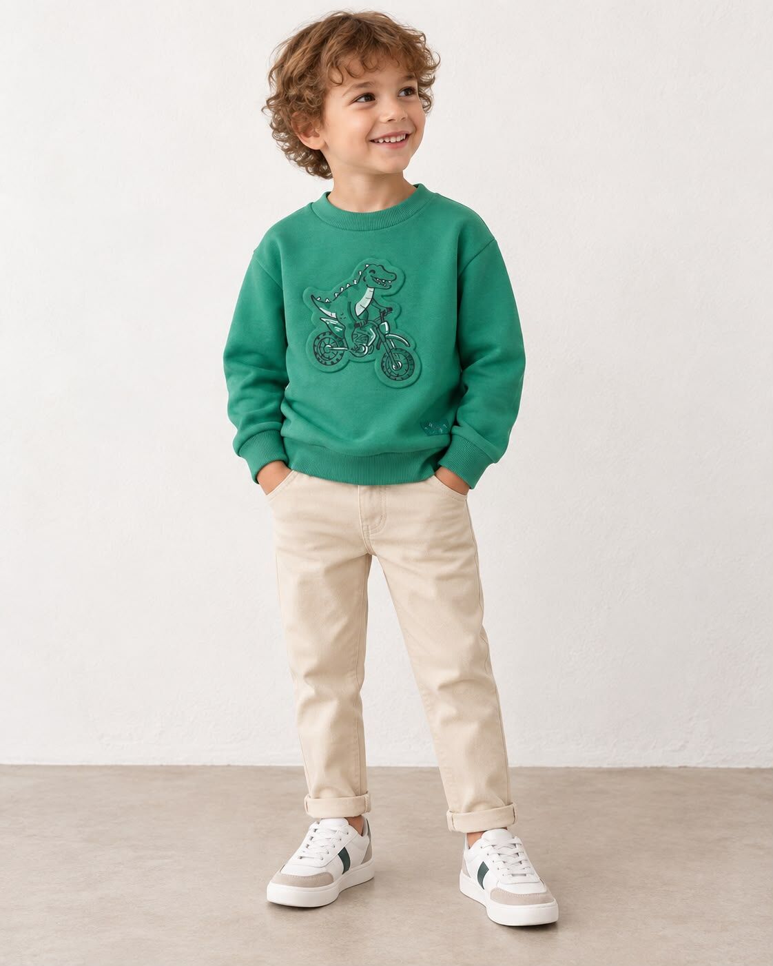 Mayoral Erkek Çocuk Dinozor Desenli Yeşil Sweatshirt