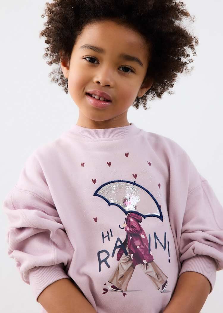 Mayoral Kız Çocuk Pembe Sweatshirt ve Denim Görünümlü Pantolon Takım
