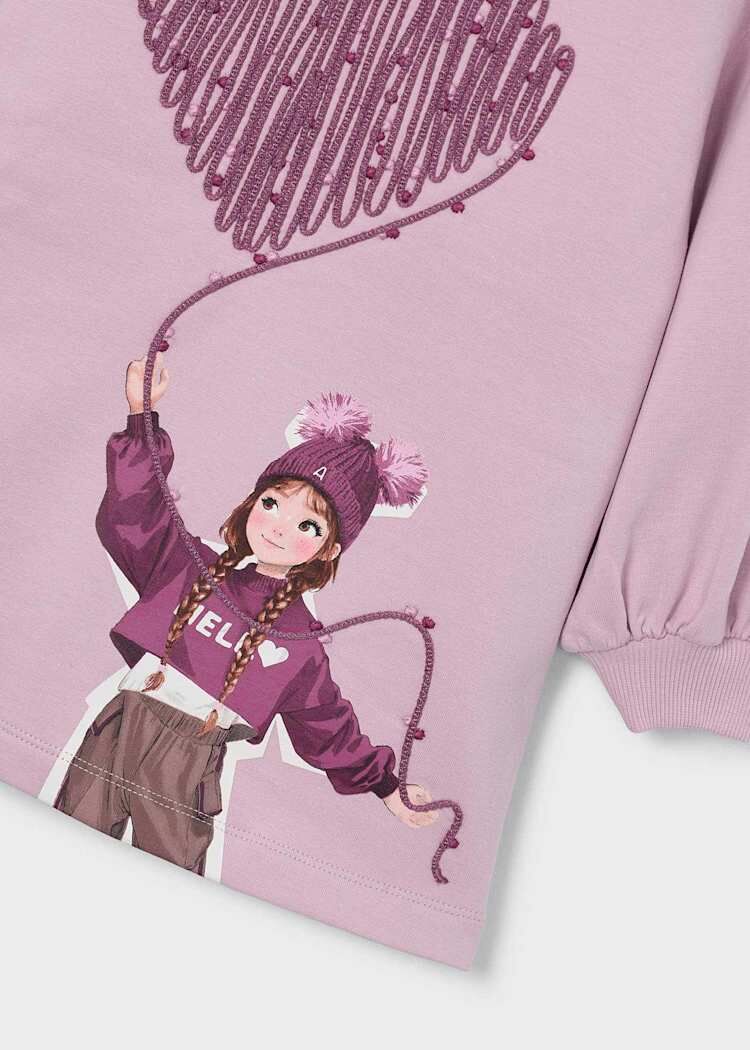 Mayoral Kız Çocuk Pembe Kalp ve Kız Figürlü Sweat Elbise