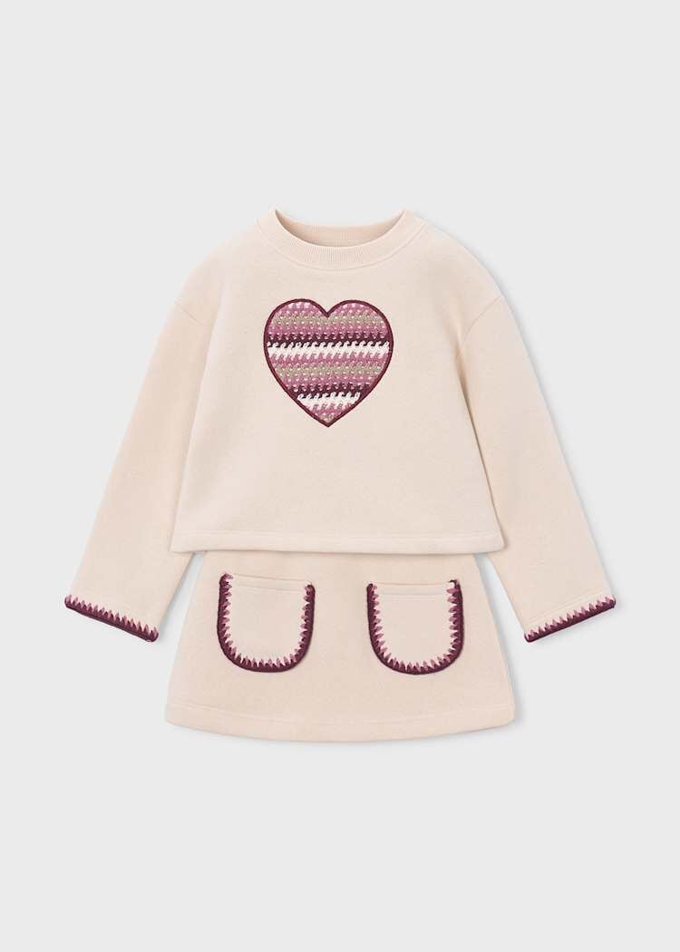Mayoral Kız Çocuk Kalp Detaylı Sweatshirt Etek Takım