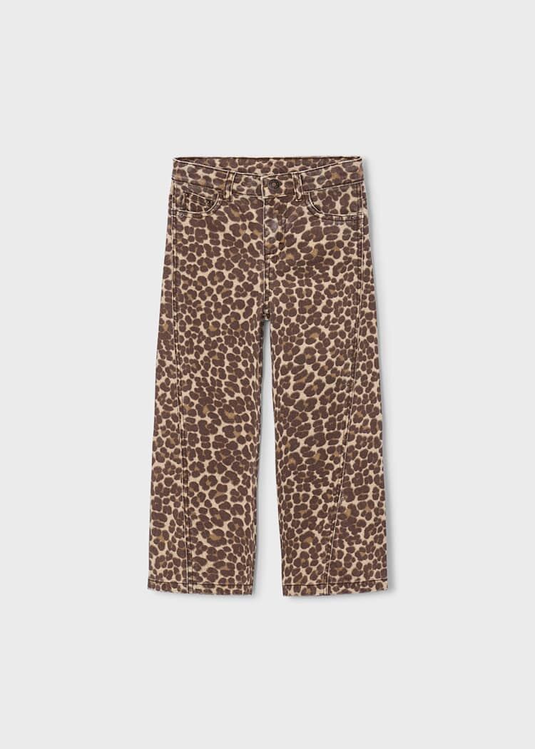 Mayoral Kız Çocuk Leopar Desenli Wide Leg Pantolon