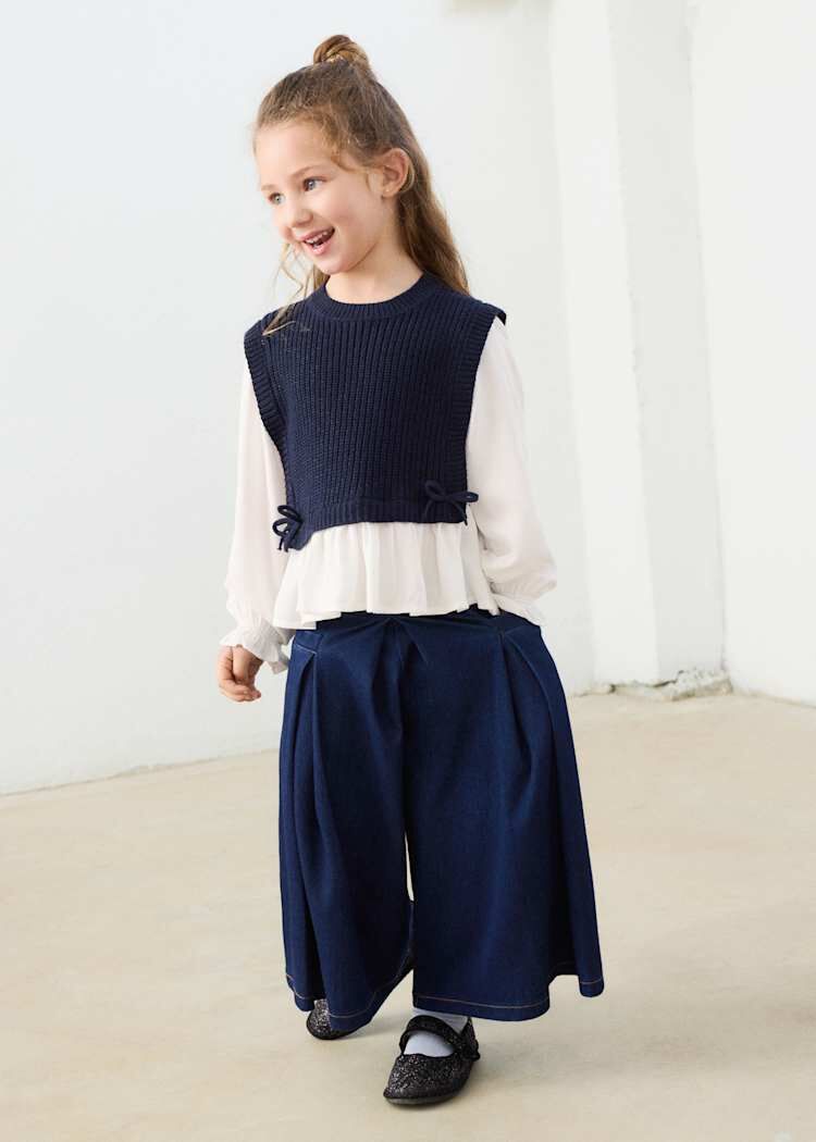 Mayoral Kız Çocuk Lacivert Denim Culotte Pantolon