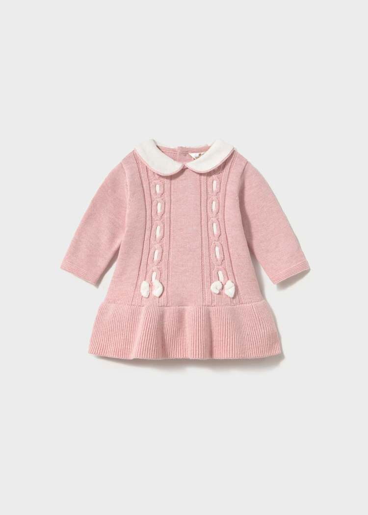 Mayoral Kız Bebek Pembe Bebe Yakalı Örgü Elbise