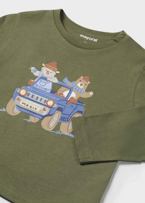 Mayoral Erkek Bebek Uzun Kollu Baskılı Tişört – Haki Yeşil