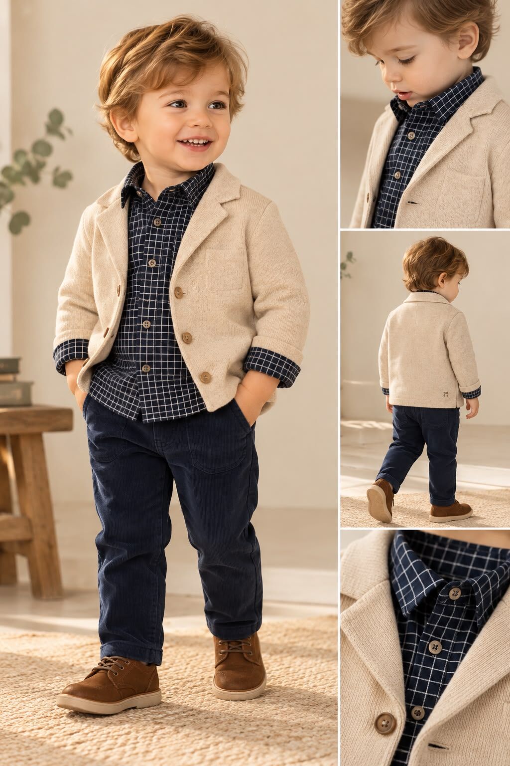 Mayoral Erkek Bebek Blazer Yaka Triko Ceket – Bej