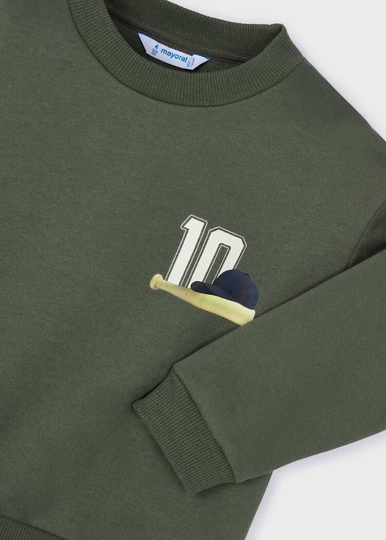 Mayoral Erkek Çocuk 10 Baskılı Haki Sweatshirt